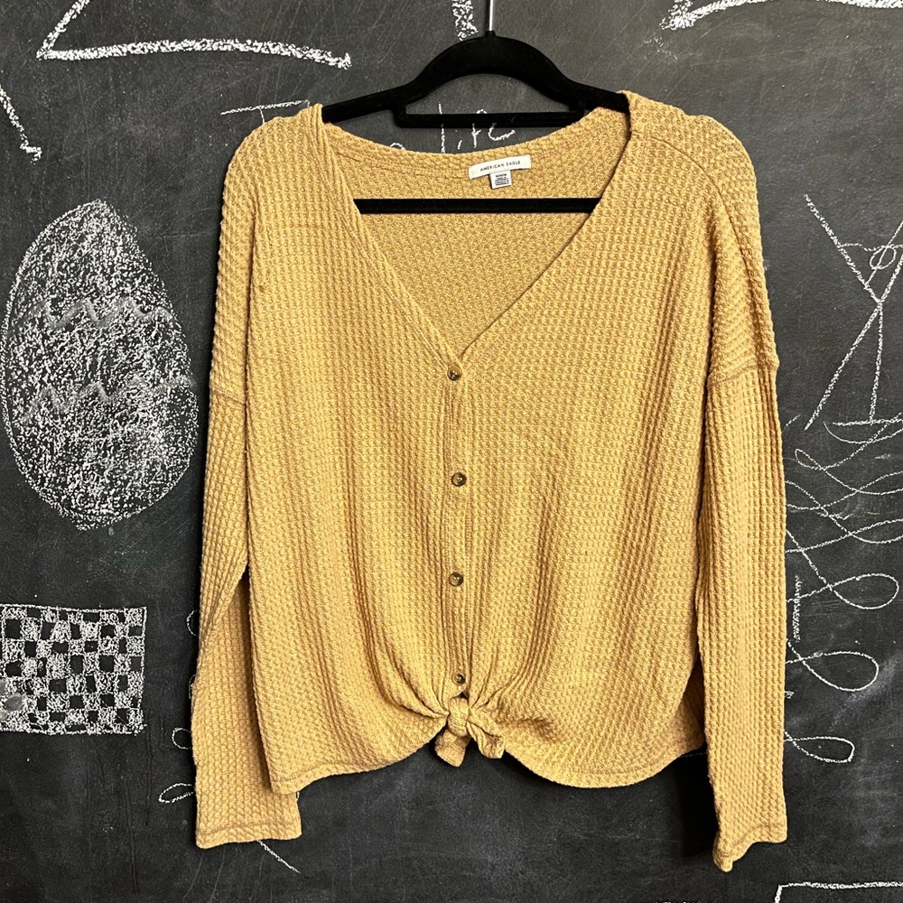 Yellow american eagle long sleeve shirt